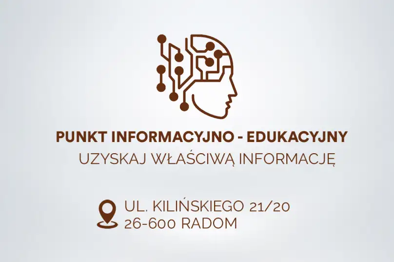 Logo Punktu Informacyjno-Edukacyjnego „Uzyskaj właściwą informację”, ul. Kilińskiego 21/20, 26-600 Radom